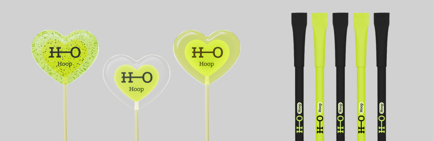 Брендированные леденцы и ручки Hoop